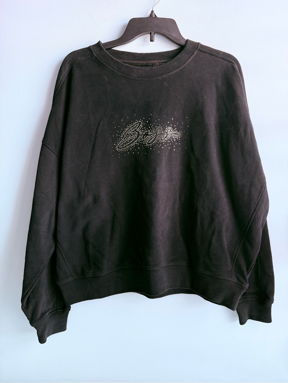 BOSS Orange Women's Black Boss Studded Logo Sweatshirt Size Large